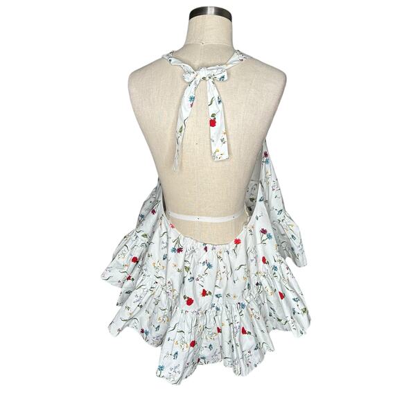 AZEEZA Winston White Floral Ruffle Poplin Halter Top WOmen's SIze Medium NWT - Picture 5 of 10